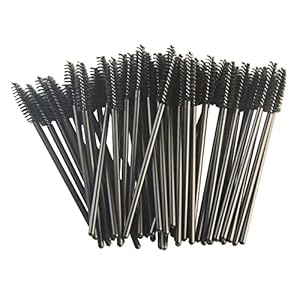 Wegwerp-wimperborsteltjes, mascara-staafjes, applicator, zwart, 50 stuks