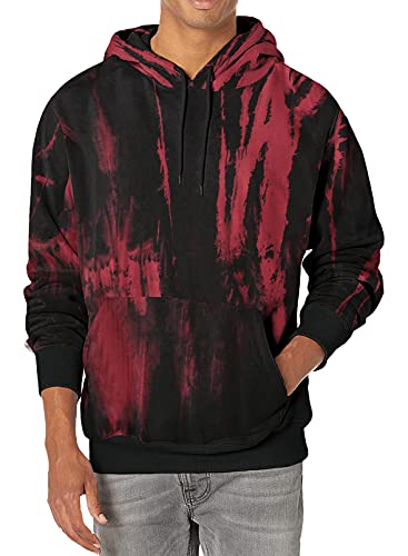 Dokotoo Men's Fashion Hoodies & Sweatshirts Winter Tie Dye Print Drawstring Cool Hooded Pullovers Casual Unisex Tee Shirts Long Sleeve Sweatshirts Hoodies for Men with Designs Pockets Red S