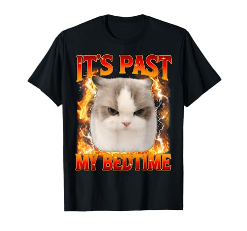 It's Past My Bedtime Funny Cat Meme Humor Saying Men Women T-Shirt