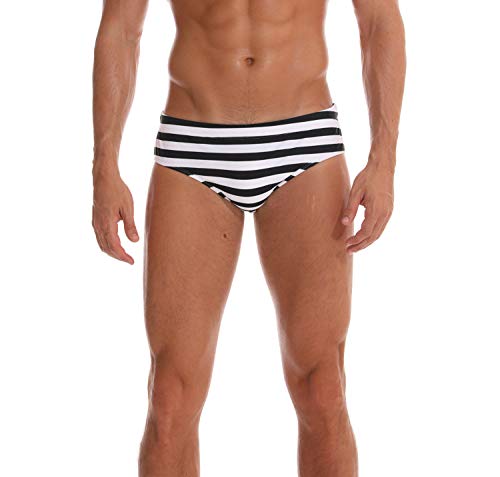 TENMET Mens Swim Boxer Briefs Swim Shorts Printed Quick Dry Swimsuit