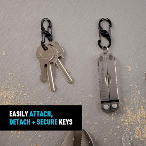 Image of Nite Ize S-Biner MicroLock Stainless Steel - S-Biner with Locking Dual Sided Gates - Keep Keys Secure with Carabiner Key Holder - Black (2 Pack)