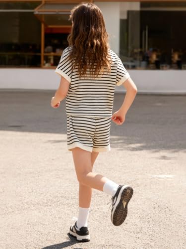 Image of Girls Summer Outftis 2-Piece, 5-14 Years, Kids Striped T-Shirt and Shorts Set