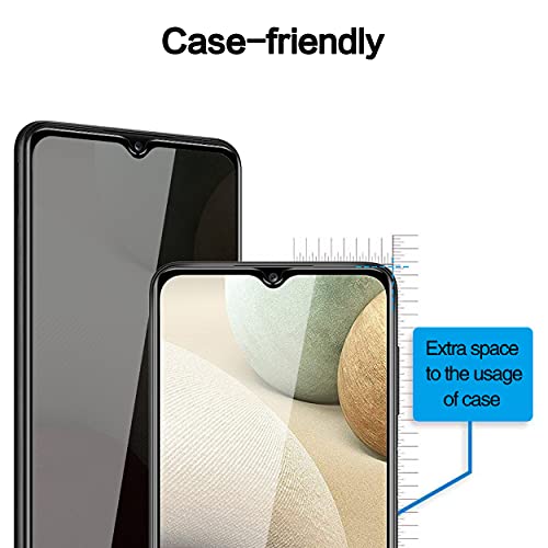 [2 Pack] For Samsung Galaxy A12 / A13 / A32 5G / A42 / A03S / A03 / A02S / A02 Screen Protector, Anti Spy Privacy Screen Protector Tempered Glass Film, 9H Anti Scratch No Bubble Easy Install - Black #TOP3