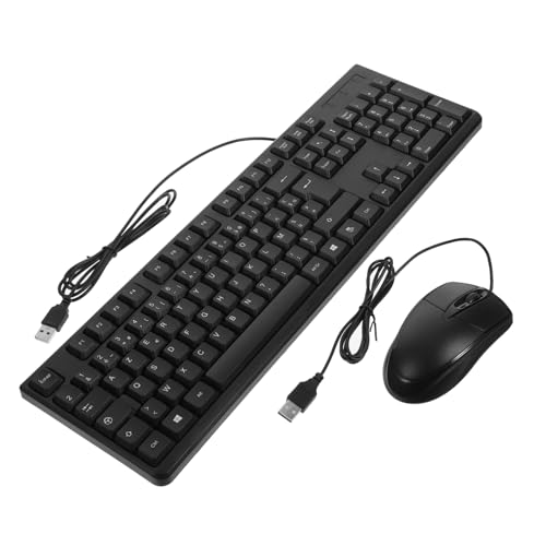 jojofuny フルサイズusb有線キーボードとコンパクト有線マウスセット フランス語配列 数字パッド搭載 高性能パソコン周辺機器 オフィスとホーム用