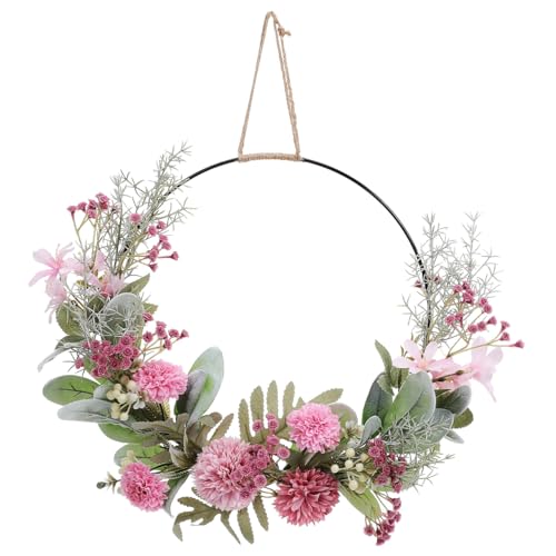 FrüHlingsdeko TüRkranz, KüNstliche Blumenkranz Mit Metallring,...