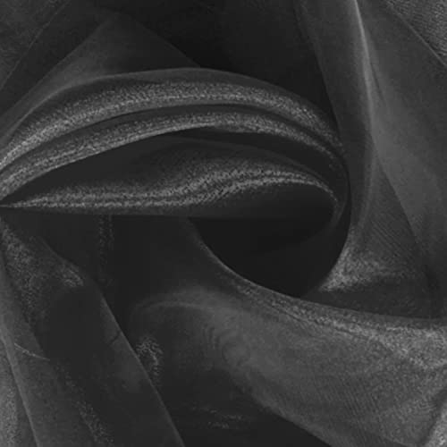 moonfarm 選べる20色 高光沢 オーガンジー 生地 1m×幅150cm 手芸 カラー 無地 布 (黒)