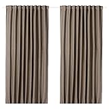 Ikea VILBORG Paire de rideaux occultants Gris foncé/beige 145 x 300 cm