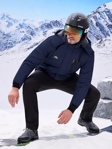 Image of WULFUL Men's Ski Jackets Warm Winter Snow Windbreaker Resistant Snowboard Fleece Coat Mountain Waterproof Parka with Hood