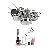 Cuisinart 89-11 Professional Series 11-Piece Stainless Steel Cookware Set with 9-Speed Immersion...