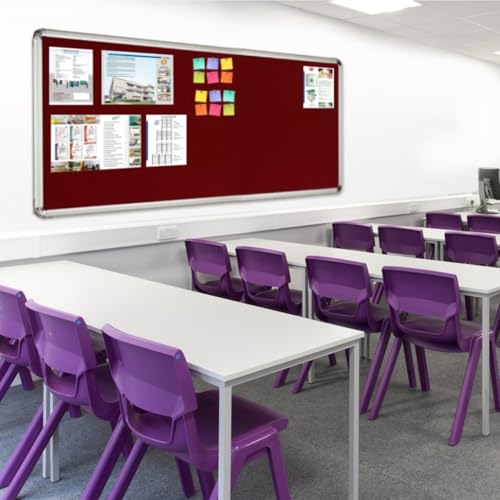Image of ALKOSIGN Astra Felt Notice Board -MAROON (4 x 6 Feet) |Bulletin Board, Pin-up Board, Display Board, Push pins Board, Announcement Board, Soft Message Board, for School, College, Office, Study Room etc