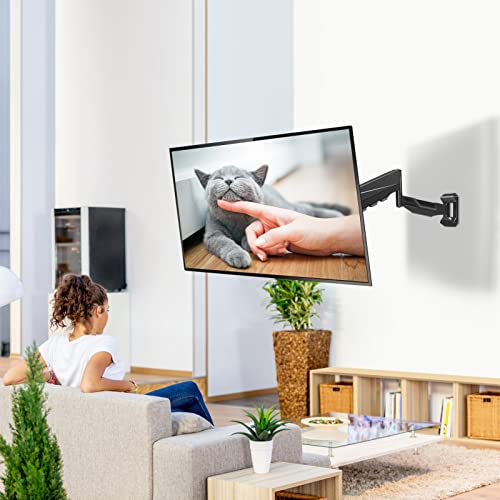 Image of MOUNTUP Height Adjustable TV Wall Mount for 26-55 Inch TVs, Spring Arm Full Motion Articulating TV Bracket Mount with Smooth Swivel Tilt & Safe Corner Installation, 400x400mm VESA, 11-66 lbs