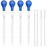 Forbabe 4 Stück Glaspipette Pipette 10ml Glas Transfer Pipette Inkl. 2 Stück 20cm Glasrührstab und 2 Stück Reinigungsbürste Tropfenzähler Lab Pipettes Dropper für Ätherische Öle, Labor & DIY