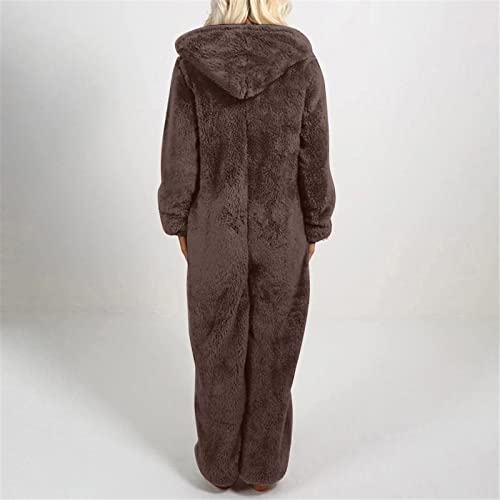 Dames winter fleece jumpsuit effen warme overalls oversized losse broek lang baggy broekpak ritssluiting lang overall… - Image 4