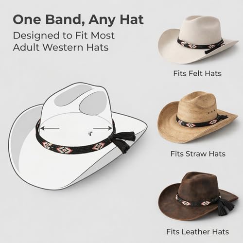 Image of Gamboa 100% Natural Horsehair Hat Bands for Cowboy and Panama Hats for Men and Women Western Hat Bands