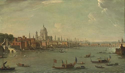 XcBAIHOUD Reproducción de lienzo Lienzo con Imagen Impresion Lienzo vedute di Londra sul Tamigi di Antonio Joli para Decoración de Paredes 60x90cm