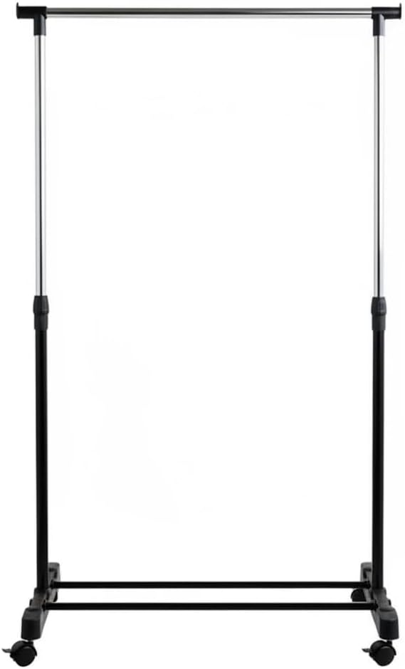 Height Adjustable Single Pole Clothes Rack, Rolling Garment Rack with Wheels for Easy Closet & Laundry Organization