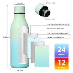 BJPKPK Insulated Water Bottles, 18oz Stainless Steel Metal Water Bottle with Strap, BPA Free Leak Proof Thermos, Mugs, Flasks, Reusable Water Bottle for Sports & Travel, Mint BJPKPK Insulated Water Bottles, 18oz Stainless Steel Metal Water Bottle with Strap, BPA Free Leak Proof Thermos, Mugs, Flasks, Reusable Water Bottle for Sports & Travel, Mint