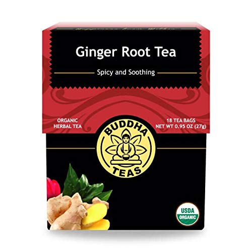 Organic Ginger Root Tea, 18 Bleach-Free Tea Bags – Caffeine Free Tea Calms