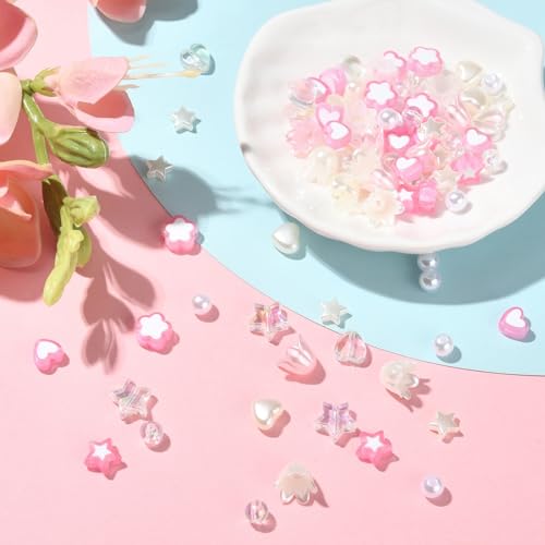 DanLingJewelry 420pcs Pink Acrylic Round Beads Kit - 12 Styles, 6~10mm x 6~11mm x 3~11mm, 1.4~2mm Hole, Jewellery Making - Image 4