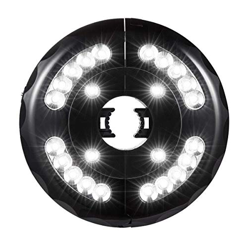 Do4U Patio Umbrella Lights Parasol Mate with 3 Level Dimming Modes - 4 x AA Battery and USB Charge Operated, Waterproof Umbrella Pole Light for Outdoor Use, Or Camping Tents (Black - White 24LEDs)
