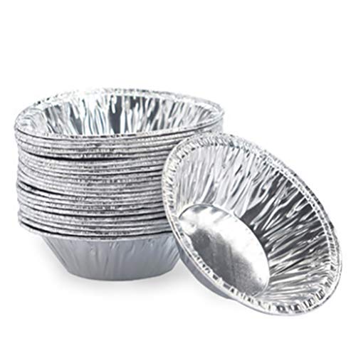 Urisgo 100 stuks wegwerp eiertaartbekers, aluminiumfolie mokken bakken, cupcake, blik vorm rond eiertart blikjes, voor… - Afbeelding 3
