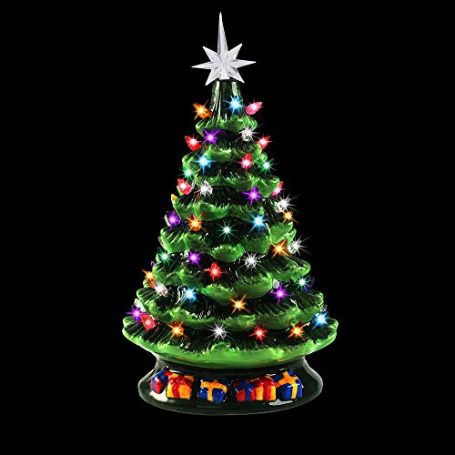 15" Tabletop Prelit Ceramic Christmas Tree With 70 Multicolor Lights, Hand-Painted Ceramic Tabletop Christmas Tree For Christmas Holiday Indoor Decorations #TOP6