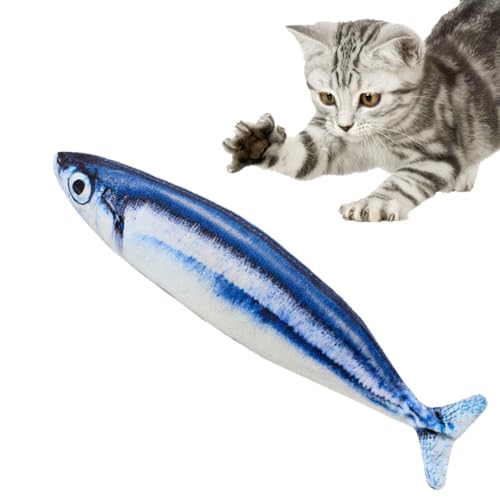 Juguetes de pescado de gato interactivo, peluche de gato de pescado | Soft Pillow Cat Entertaining Toys | Fun Kitten Tie Dentitud Muñeca Animal Doll para casa, interior, exterior, sala de mascotas