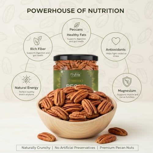 Image of LILA DRY FRUITS Pecan Nuts 100 Grams | American Raw Nut Naturally Delicious Healthy Snack for Cooking and Baking | Rich in Protein and Fibre | Premium Exotic Dry Fruit Perfect for Giftings