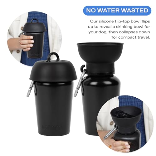 Image of Springer Flip Dog Water Bottle | Portable Drinking Feeder with Foldable Food-Grade Silicone Bowl | One-Hand Squeeze & Leak-Proof | BPA-Free 20oz | Walking, Hiking & Camping | Puppy Essentials
