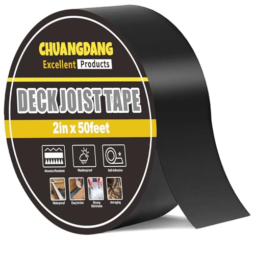 Image of Black Decking Tape for Beam,2inx50ft,1-Pack,Black Joist Deck Tapes,Deck Tape Joist,decking,Roofs Beams,RV,Doors,and Fences,Anti-Corrosion,Weather-Resistant