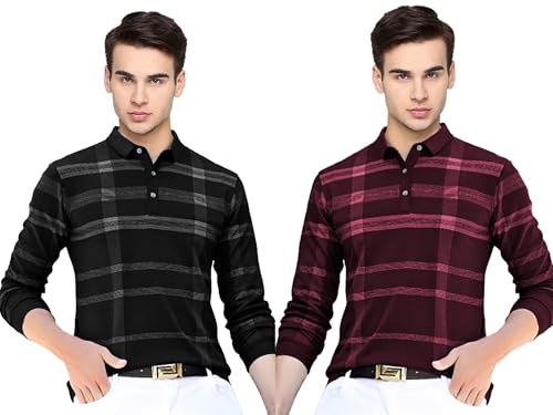 Image of Noble Monk Men's Polo Neck Full Sleeves T-Shirt | Causal Tshirt for Men