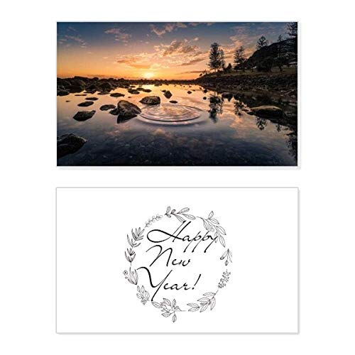 Tarjeta conmemorativa Ocean Sky Stone para desear un feliz año nuevo con bendición