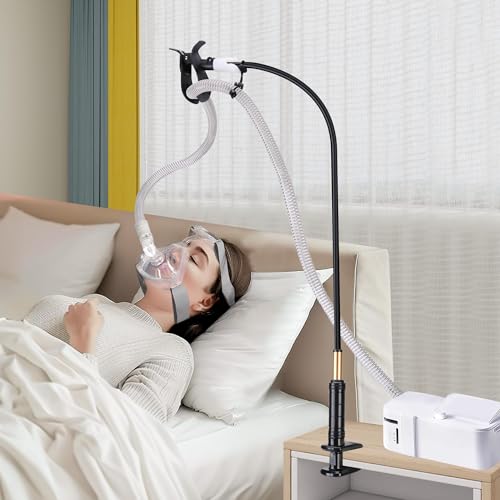 NIdreamCE CPAP Schlauchhalter Höhenverstellbar Schwenkbarem Arm,der Ihren CPAP-Schlauch Sicher und 360°hält Halteklammer ,Verhedderungsfrei ,CPAP-Zubehör & Robust