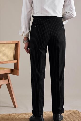 Men's Striped Pant Silm Fit Pinstripe Suit Pant Formal Business Classic Dress Pants for Work4