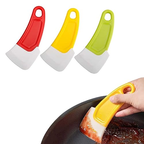 3 Stück Silikon Pfannenschaber Pan Cleaning Scraper Silikon Reinigungsschaber Spatula Pfannenwender Spatel Küchenspatel For Dirty Fry Pan Dish Pot Washing Heat Resistant für Nudeln zum Kochen