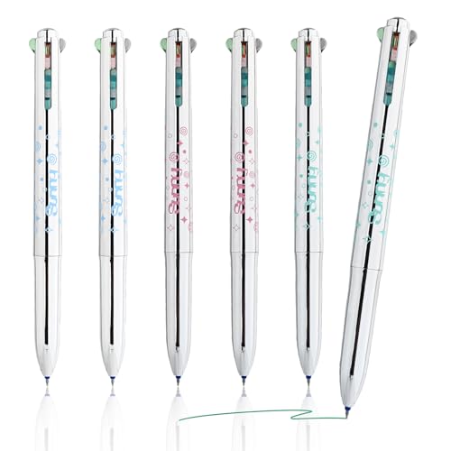 6 bolígrafos retráctiles 4 en 1 tinta gel de colores 0.5 mm