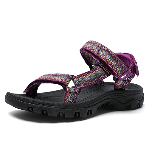 Muboliy Women's Sport Water Hiking Sandals Athletic Ankle Strap Shoes With Arch Support Adjustable Velcro Outdoor Beach Shoes #TOP6