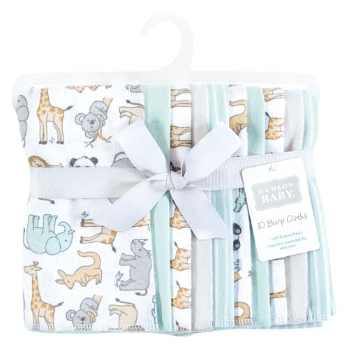 Image of Hudson Baby Unisex Baby Flannel Burp Cloth 10pk, Kangaroo, One Size