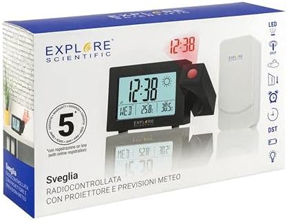 Product packaging showing the clock and sensor