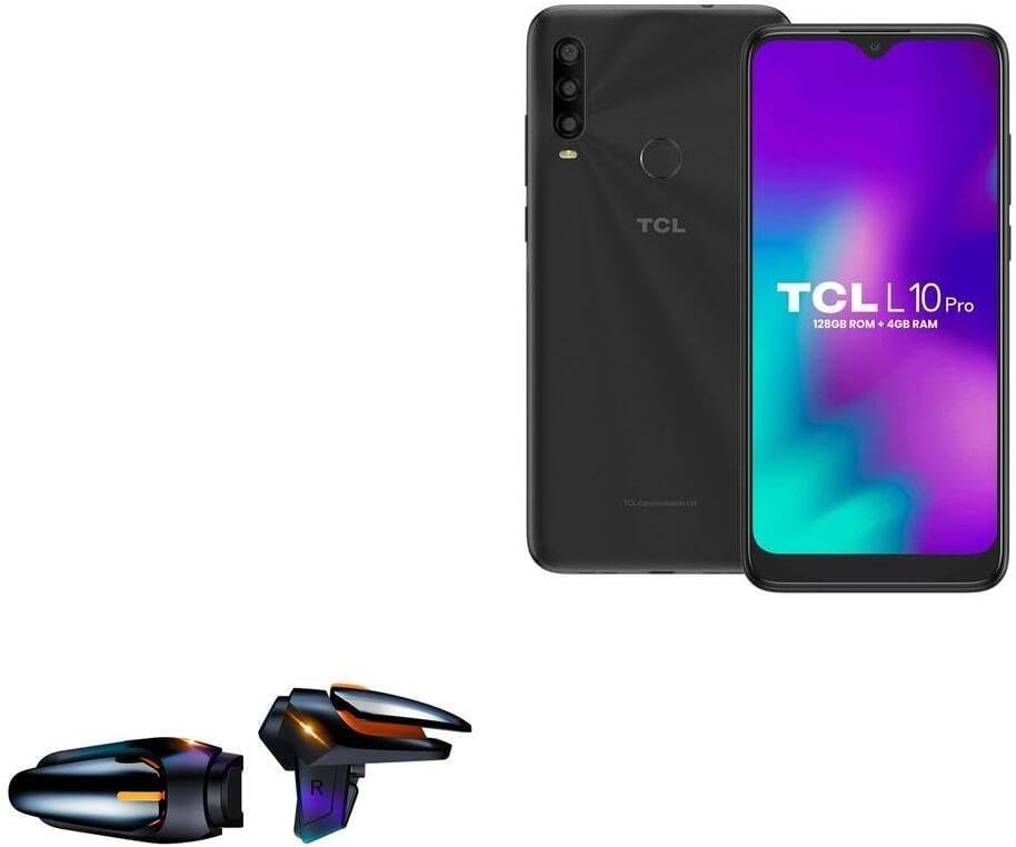 BoxWave Gaming Gear Compatible with TCL L10 Pro - Touchscreen QuickTrigger Auto, Trigger Buttons Autofire Gaming Mobile FPS - Jet Black