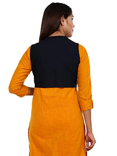 Image of Craft Trade Women's Cotton Embroidered Kutchi Jacket with Tassels Sleeveless Mirror Work