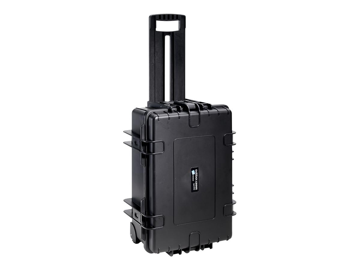 B&W Transportkoffer Outdoor - Typ 6700 - Schwarz mit variabler Facheinteilung, Trolley Koffer, ideal auf Tour - Wasserdicht nach IP67 Zertifizierung, Staubdicht, Bruchsicher und Unverwüstlich
