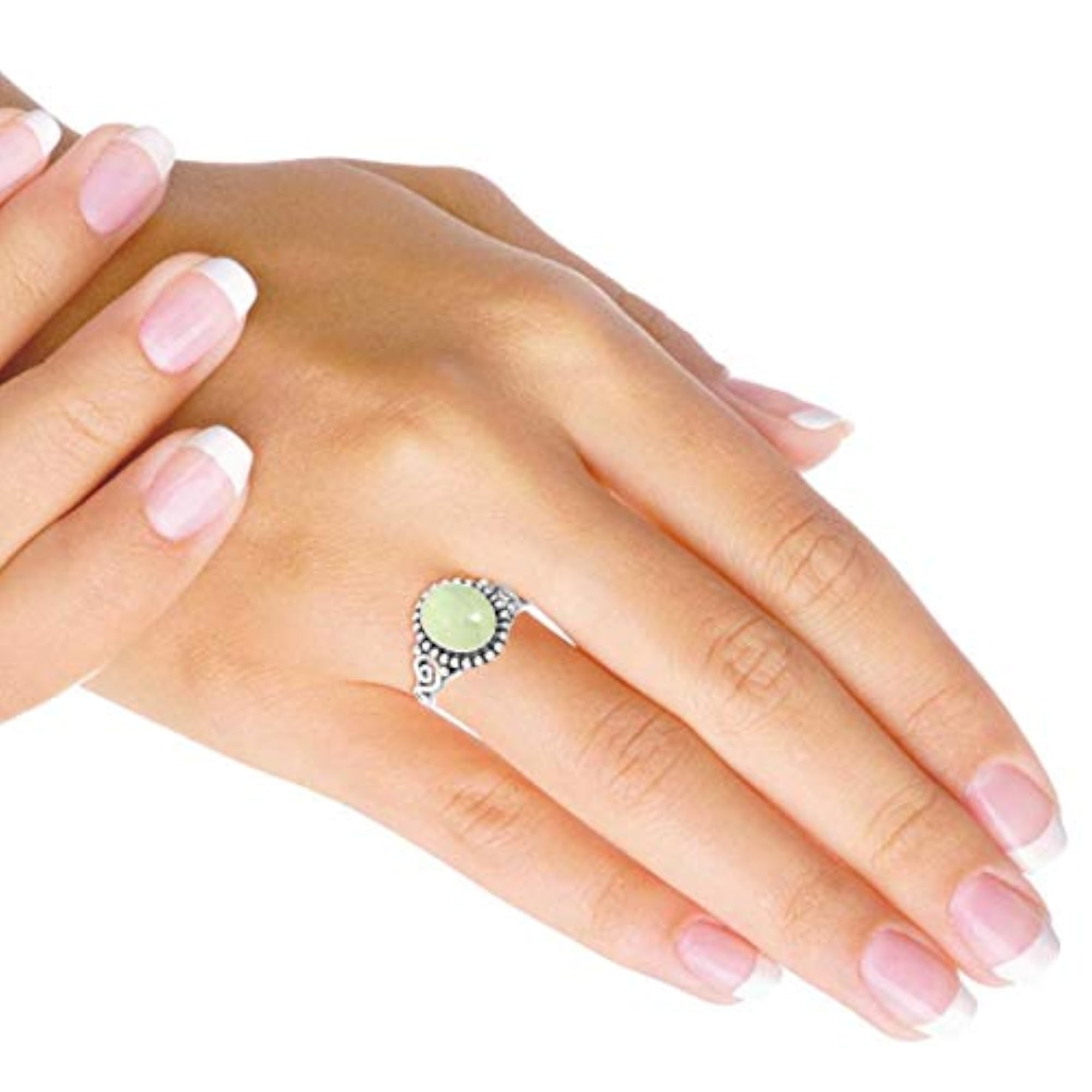 Women's Handmade 925 Sterling Silver Oval Agate Gemstone Ring