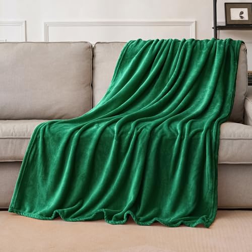 MIULEE Coperta Plaid Plaid in Pile per Divano in Velluto Coperta Singolo e Matrimoniale Letto Coperta Morbida Decorazioni Casa Poltrona Tinta Unita per Letto Ufficio 150x200 CM Verde Scuro