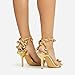 MissHeel Metallic Stiletto Heels Open Toe Gold Heels for Women Heart Heels with Ankle Strap Sexy High Heels Size 6