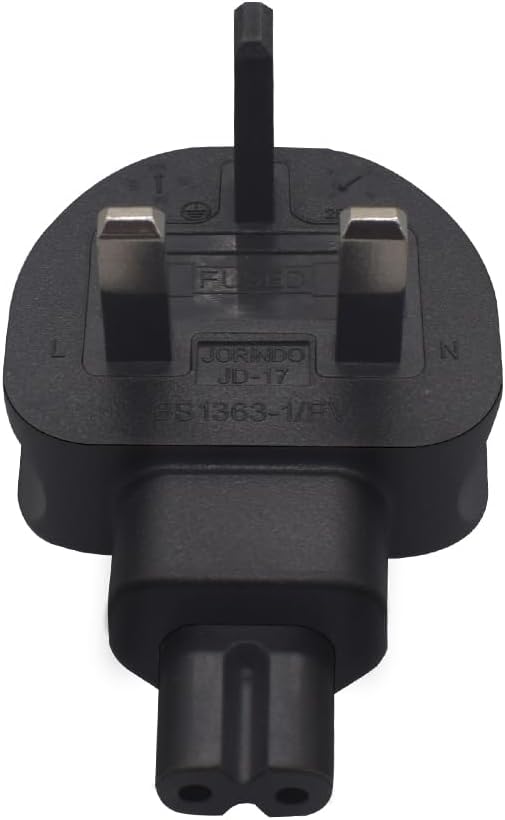 Tekit BS1363 UK BS1363 Male to IEC 320 C7 Figure-8 AC Power Converter Travel Plug Adapter,UK to C7 Electrical Adapter for PDU/UPS Server, UK Plug. Britain Converter