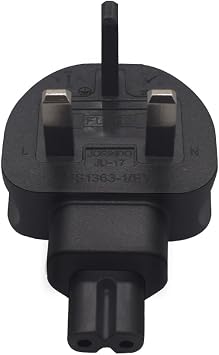 Tekit BS1363 UK BS1363 Male to IEC 320 C7 Figure-8 AC Power Converter Travel Plug Adapter,UK to C7 Electrical Adapter for PDU/UPS Server, UK Plug. Britain Converter