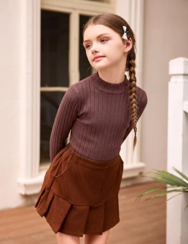Image of Arshiner Girls Half Turtleneck Long Sleeve Knit Slim Sweater Pullover Tops