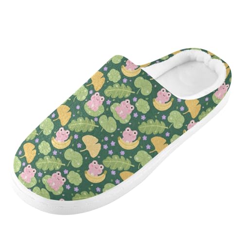 Frog Plant Slippers for Women Men, Soft House Slippers with Cozy Memory Foam Indoor Outdoor Slippers Size 8/9 23011082