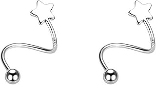 Sliver Star Earrings for Women Rhinestone Star Dangle Earrings Crystal Star Stud Earrings Statement Dangle Drop Earrings Star Moon Planet Chain Tassel Earrings Party Piercings Earrings for Women Teen Girls